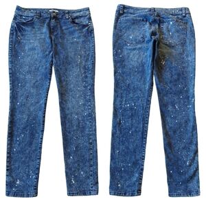 Cabi 920 Constellation Paint Splatter Acid Wash Mid Rise Skinny Jeans Stretch